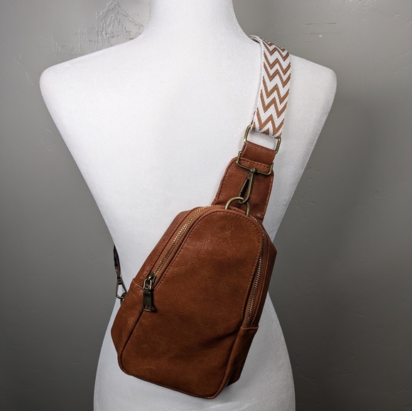 Vegan Leather Crossbody Bag | Adjustable‎ Guitar Strap- 5 color options - Picture 1 of 11